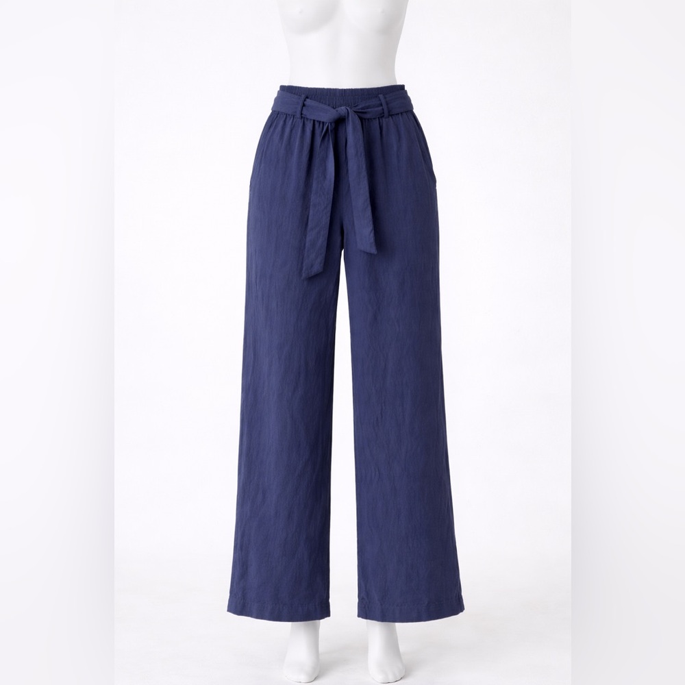 👖 Emery Rose Navy Blue Linen Wide Leg Pants | Size S